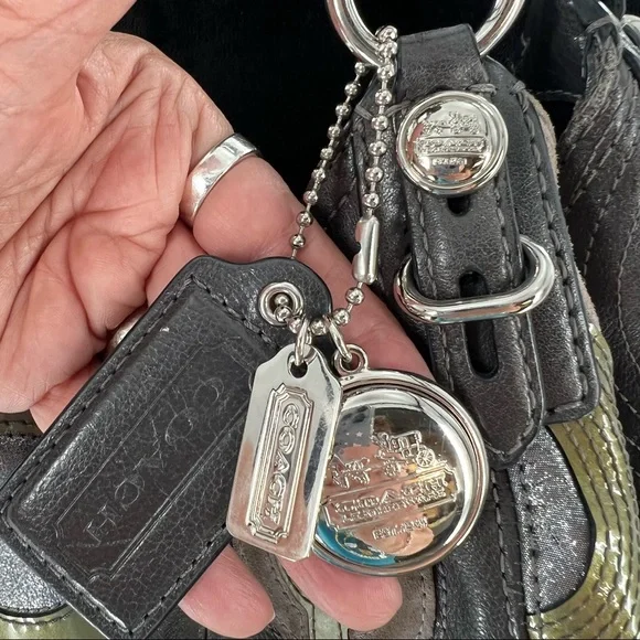 Coach Mia Inlaid C Maggie Leather & Suede Hobo Shoulder Bag, Gray/Silver/Lilac - Picture 5 of 17